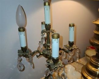 Brass Lamp W/ Hanging Crystals