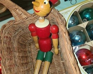 Vintage Pinocchio Wooden Doll W/ Interchangeable Noses