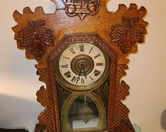 Antique Wooden Clock W/ Key