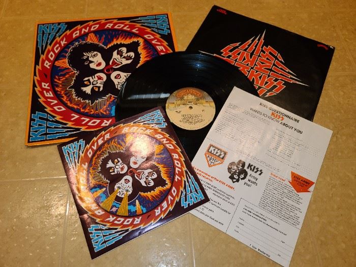 KISS "ROCK AND ROLL OVER" ALBUM W/ ALBUM SLIPCOVER, UN-USED STICKER, & KISS ARMY MERCH ORDER FORM IN STUNNING CONDITION