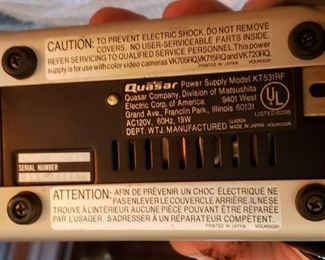 Quasar Model #VA610RQ Video Cassette Recorder in Case with Power Supply Model# KT531RF Owners Manual & More Call