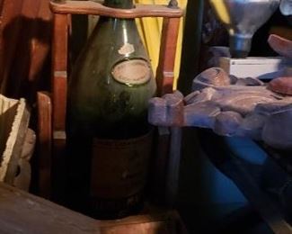 Vintage Tall Remy Martin Bottle with Stopper & Wooden Caddy Call