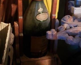 Vintage Tall Remy Martin Bottle with Stopper & Wooden Caddy Call