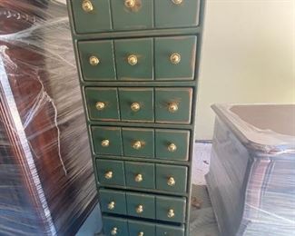Green/Gold Cabinet with drawers 