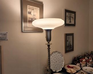 standing brushed metal lamp: 64" high
