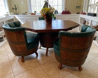 barrel table and chairs