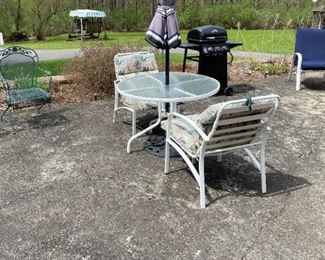 outdoor chairs and grill
