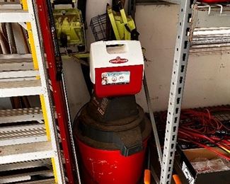 lights, small cooler, shop vac , jumper cables, ladders, gas cans