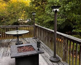 torchs, fire table, patio table