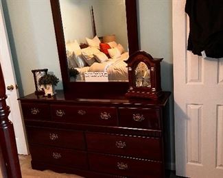 Federal Style Double Dresser;  Mantle Clock; Topiary