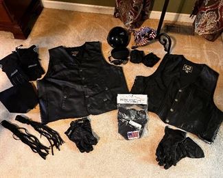 Harley-Davidson Leather Accessories (Vests, Helmet, Gloves, Etc.)