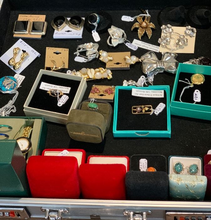 Vintage gold and sterling jewelry. 