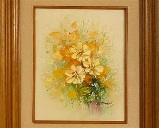 MCM Signed daisy yellow flower painting