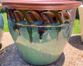 Flower pot with sea green glaze