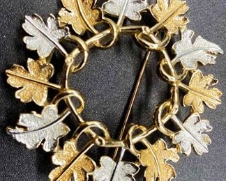 Vintage Leaf Wreath Brooch