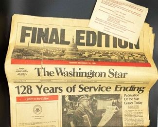Final Edition of The Washington Star Newspaper