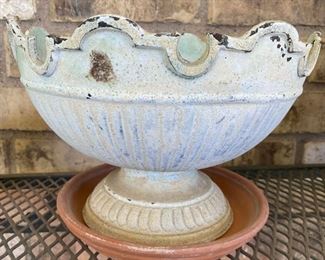 Greek urn style pedestal flower pot