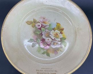 Wolters Mercantile Co. Schulenburg, Texas 1921 Plate with Floral Design
