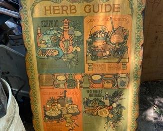 1970's Vintage Herb Guide Wooden Wall Hanging