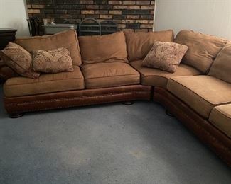 Suede upholstered sectional