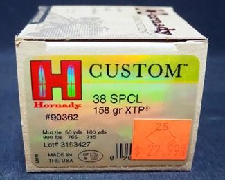 Hornady Custom .38 Spcl Ammo, Approx 25 Rds, Local Pickup Only

