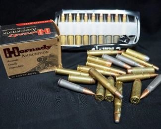 Assorted Ammo, Includes Hornady 50 AE 10 Rds, 6mm REM 9 Rds, 30-30 WIN 5 Rds, .45 Colt 7 Rds, 308 WIN 3 Rds, 7.62x39 4 Rds, Local Pickup Only
