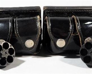 Safariland 6-Rd Speed Loaders, Qty 4, In Leather Holsters
