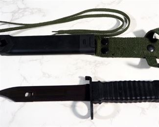Bayonet With Serrated Back Edge, 6.75" Blade, In Scabbard With Canvas Strap
