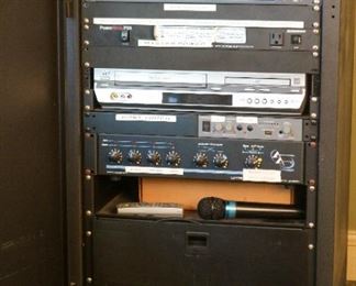 A/V system with microphone. Audio-Technica, Peavey and Samsun components. Viewing during sale hours is available upon request.