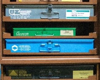 Tools and part boxes. Contents as listed on exterior. Viewing during sale hours is available upon request.