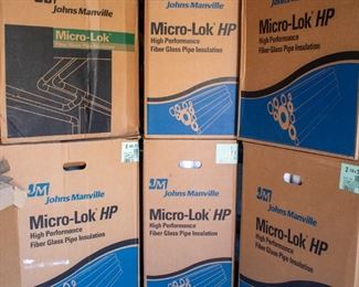Johns Manville Micro-Lok HP High Performance Fiber Glass Pipe Insulation. New in-box. Viewing during sale hours is available upon request.