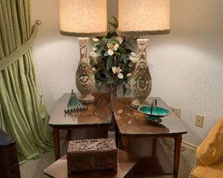 matching Stiffel mid century lamps, Lane tables