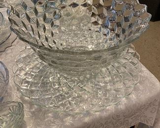 massive 18' Fostoria punch bowl and underplate