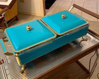 mid century double chafing dish, great condition