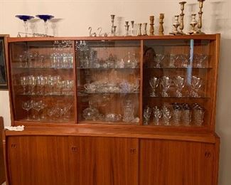 lovely 1960s era teak china display with storage