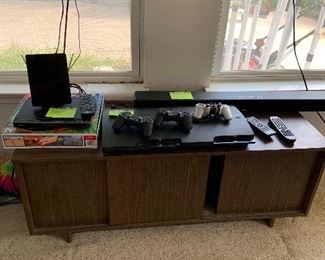 record credenza and electronics