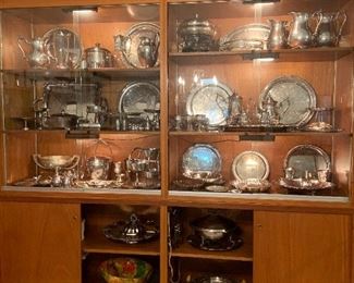 very large, lighted display cabinet with lots of storage