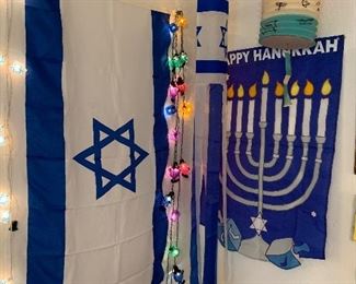Jewish flags and lights