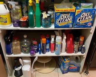 lots of cleaning supplies