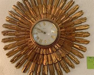 Syrico mid century sun-burst clock, working