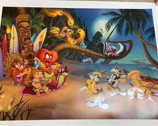 ASK TO SEE THIS UNFRAMED SERIGRAPH "Aloha Bugs" - by Warner Bros. Studio signed, numbered, with certificate