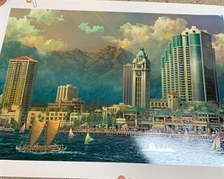 ASK TO SEE THIS UNFRAMED SERIGRAPH- “Aloha Tower” by Chen Alexander- signed, numbered, with certificate