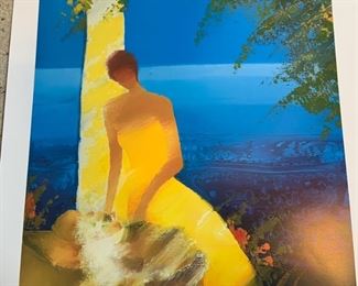 ASK TO SEE THIS UNFRAMED SERIGRAPH- “Quietude Bleue au Chat” by Emile Billet- signed, numbered, with certificate