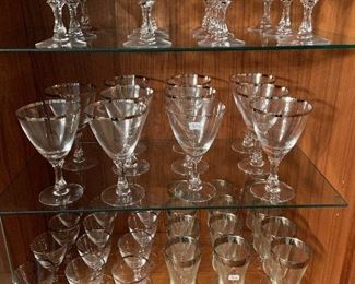 crystal stemware with silver rims