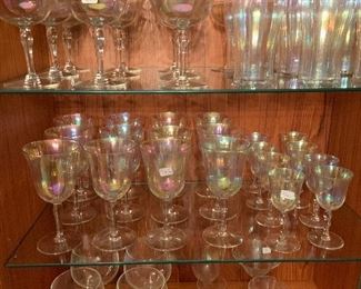 iridescent stemware and glasses, very old