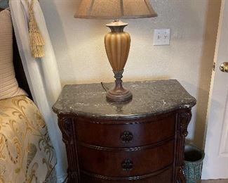 Ashley Collezion Europa end table with marble top. 32 x 16.5 x 32
