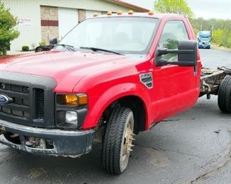 2008 Ford F-350 Bedless Pickup Truck, 64,505 Miles, V10, 6.8L, Dual Rear Wheels, City Of Belton Surplus Vehicle, New Battery, VIN # 1FDWF36Y68EC93520