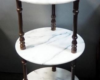 Marble Stand With 3 Shelves, 29.5" H x 14" Dia