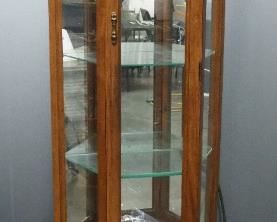 Illuminated Display Cabinet With 3 Glass Shelves And Lower Storage, 70.75" H x 24" W x 11" D, Powers On