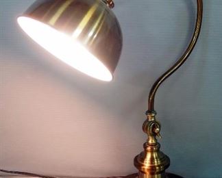 Brushed Brass Style Table Lamp With Articulating Head, Powers On